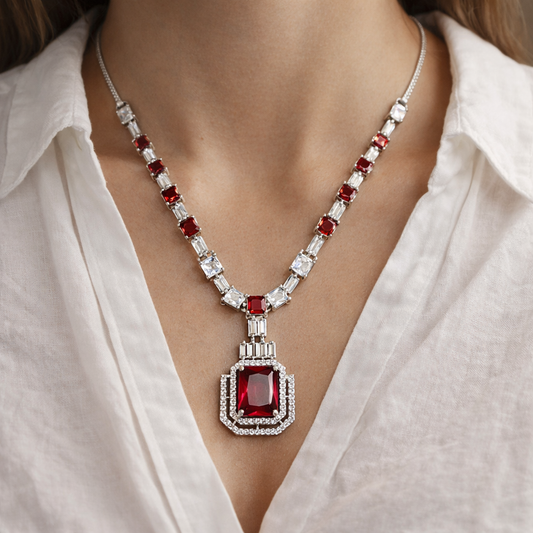 Scarlet Desire Necklace Set - Ruby