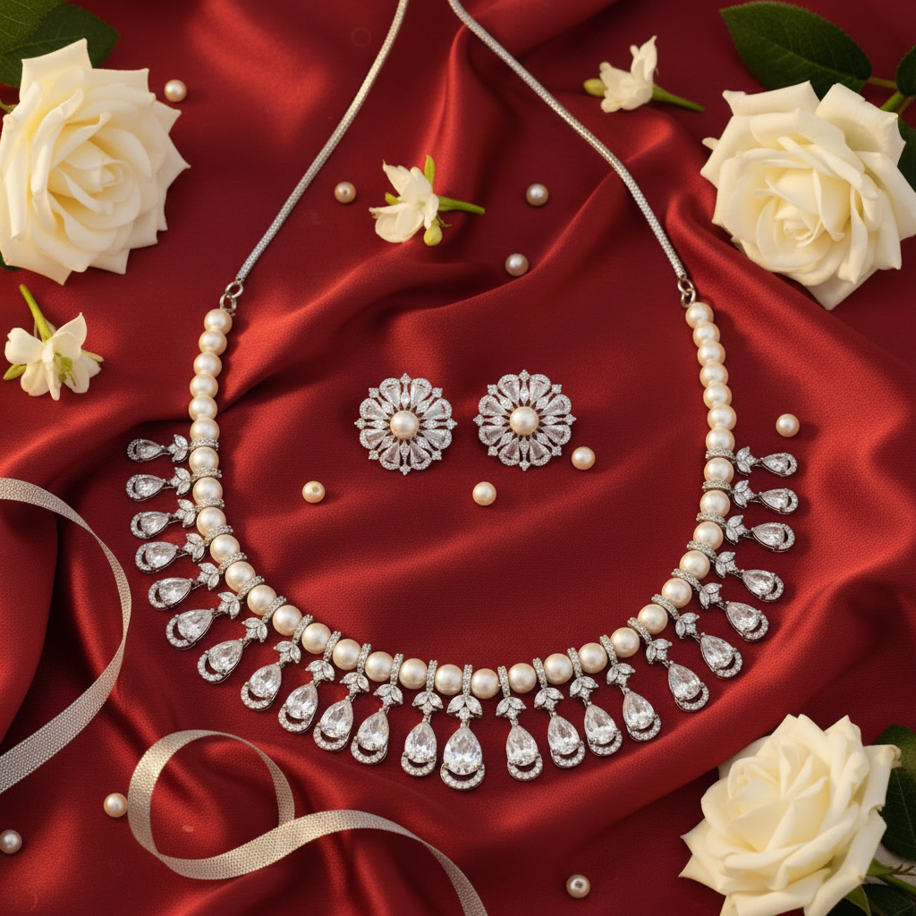 Celestia Pearl Drop – White Silver