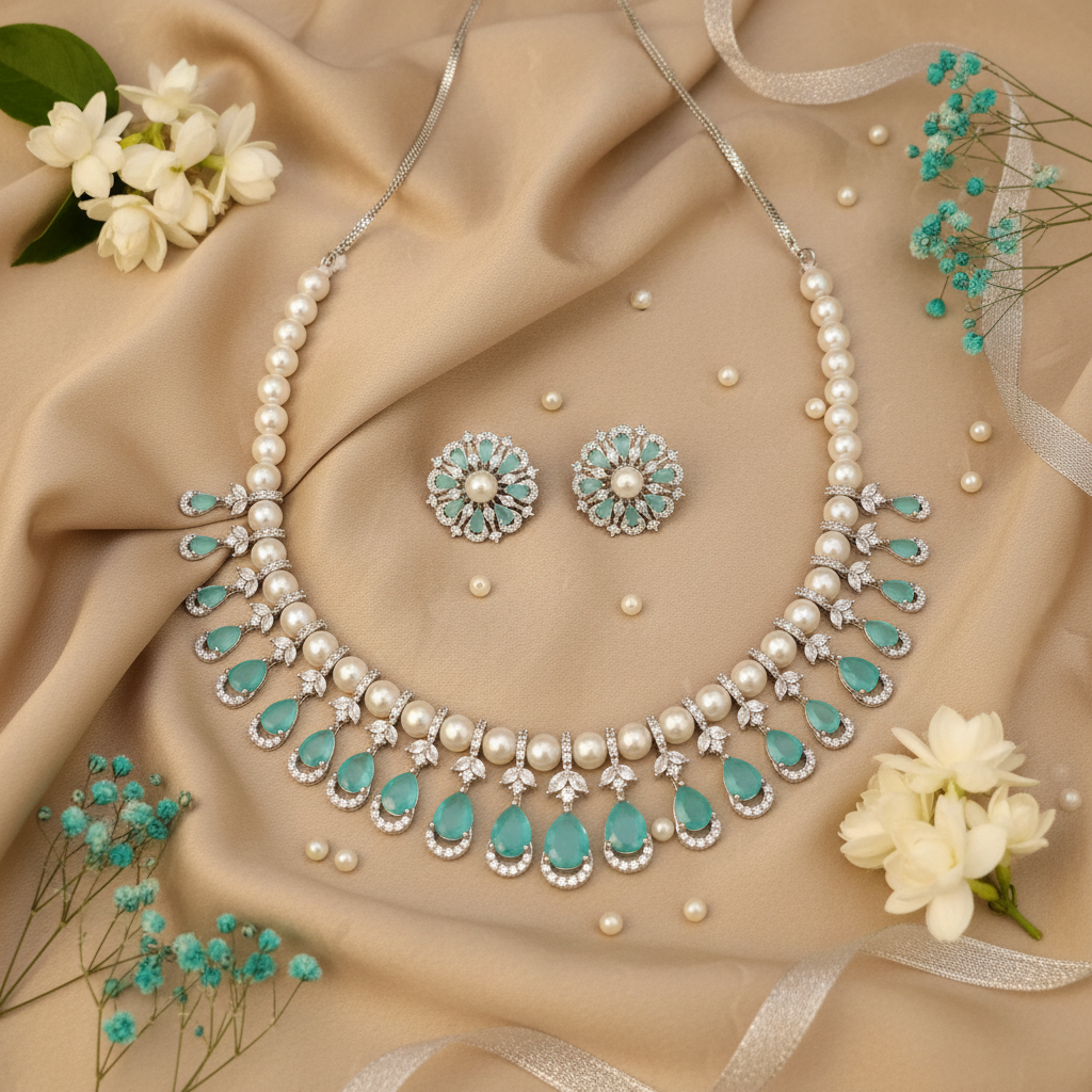 Celestia Pearl Drop – Teal Elegance